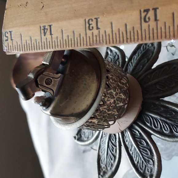 Vintage Hollywood regency style shabby chic crystal chandelier marble glass deco - Picture 5 of 16